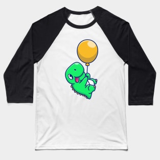 Cute Dinosaur Floating With Balloon Cartoon Baseball T-Shirt